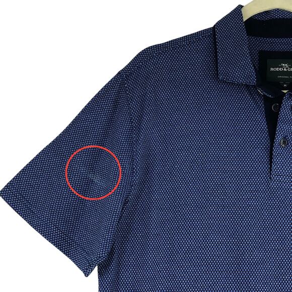 Rodd & Gunn Mens Size M Polo Shirt Balancing Rock Short Sleeve Blue *TINY FLAW - Picture 6 of 16